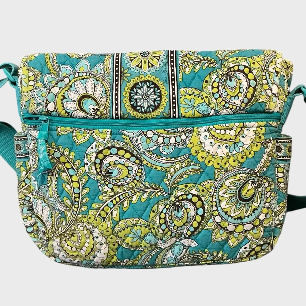 Vera Bradley Lindsay Crossbody Messenger Bag Peacock Quilted Floral